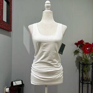 NEW Lysse Spandex Longline Scoop Neck Wide Strap Shape Wear Tank Top White S NWT
